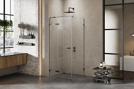 Kabina prysznicowa stal szczotkowana lewa 90x90 cm EXK-3326 Avexa New Trendy Gunmetal Brushed