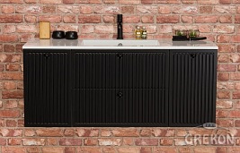 Szafka łazienkowa z umywalką kolor czarny mat wisząca 120 cm Argento Gante