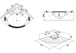 Wanna z hydromasażem Orino 632C 135x135