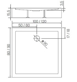 Brodzik prostokątny 100x80 B-0265 Cantare New Trendy