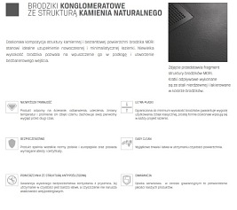 Brodzik prostokątny 100x80 biały New Trendy Mori B-0432