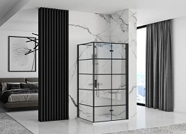 Czarna kabina prysznicowa składana 90x90 Molier Black Rea