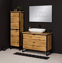 Szafka z białą umywalką styl loftowy 100 cm seria New York