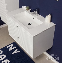 Szafka łazienkowa wisząca z umywalką biały mat 80 cm Argento Gante