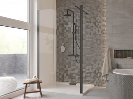 Ścianka 90 cm + ścianka boczna 30 cm Eco-N Black Flex Besco