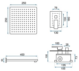 Zestaw natryskowy podtynkowy złoty Fenix Rea Gold