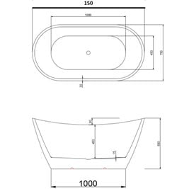 Wanna wolnostojąca czarno biała 150 cm Rica Hydrosan