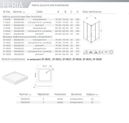 Kabina prysznicowa 80x80 K-0525 Feria New Trendy