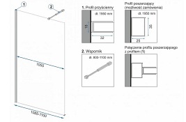 Czarna ścianka prysznicowa walk-in 110 cm Aero Black Mat Rea