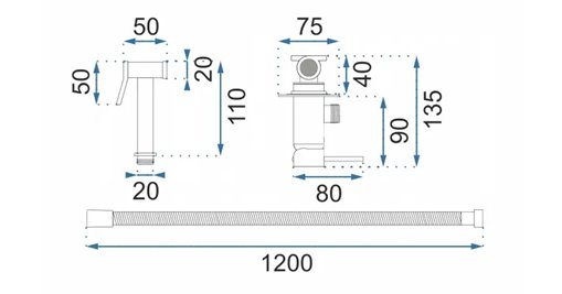 Bateria bidetowa podtynkowa biały połysk Loop Lungo Rea
