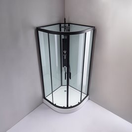 Biała kabina prysznicowa zabudowana 4 ściany na niskim brodziku 90x90 MO-0307