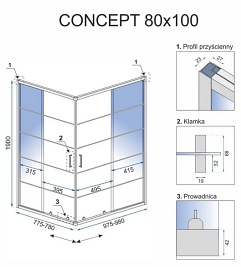Kabina prysznicowa prostokątna 100x80 Concept Rea