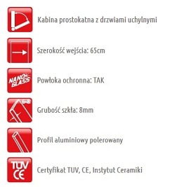 Kabina prysznicowa prostokątna 90x80 Napoli Atrium