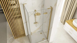 Kabina prysznicowa szczotkowane złoto 90x90 uchylna Hugo Rea Gold
