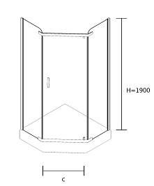 Złota kabina prysznicowa, pięciokątna 90x90 Stylio BK502PTZ+
