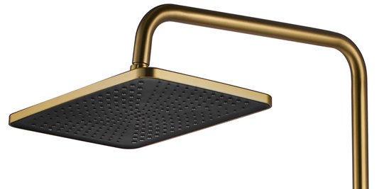 Złoty szczotkowany zestaw prysznicowy z wylewką i termostatem Rob Rea Gold Brush