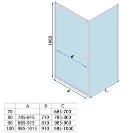Kabina prysznicowa Rea Primo Swing 90x70 chrom drzwi uchylne