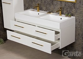 Szafka wisząca biały mat z umywalką dwie komory 120cm Belli Gold Gante
