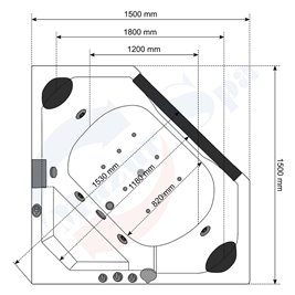 Wanna z hydromasażem narożna pięciokątna 150x150 cm MO-0633