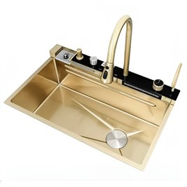 Zlewozmywak kuchenny stalowy jednokomorowy złoty ARGOS 75X46 ASI 304