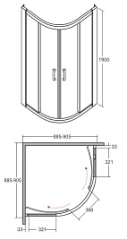 Czarna kabina prysznicowa półokrągła 90x90 Modern Black Besco