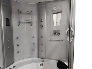 Duża kabino wanna Spa z hydromasażem białe ściany 150x150 cm MO-08150B