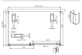 Kabina prostokątna trójścienna 120X90 Kassari Lewa