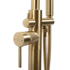 Złota szczotkowana bateria wannowa wolnostojąca Aras Rea