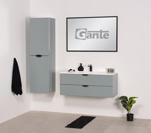 Szafka łazienkowa miętowa z umywalką czarny uchwyt 100 cm Magnolia Gante