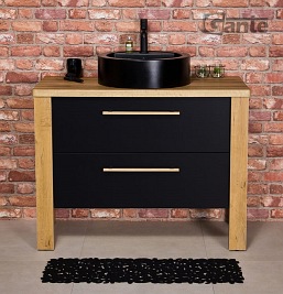 Stojąca szafka łazienkowa 100 cm czarny mat z czarną umywalką Cortez Gante