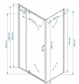 Prostokątna kabina prysznicowa 100x90 drzwi uchylne KZ07A