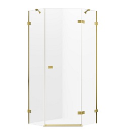 Złota szczotkowana kabina pięciokątna 80x80 prawa EXK-3852 Avexa New Trendy Gold Brushed