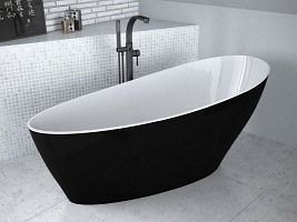 Wanna wolnostojąca + klik-klak chrom czarna Keya B&W Besco 165x70 cm