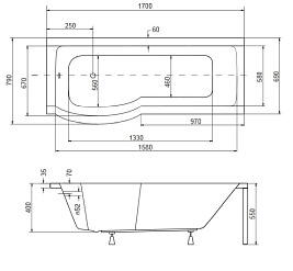 Wanno-Kabina z parawanem 170 cm Lewa Inspiro Besco