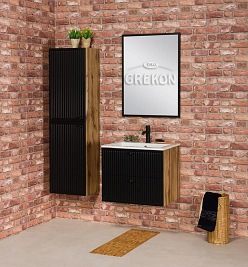 Szafka łazienkowa z umywalką kolor czarny mat wisząca 60 cm Argento Gante