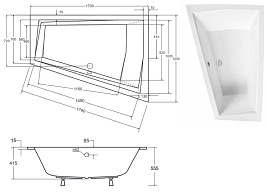 Wanna do zabudowy asymetryczna Intima Duo Slim Besco lewa 170x125 cm