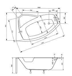 Wanna narożna 150 cm Lewa Rima Besco