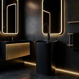 Umywalka wolnostojąca ceramiczna owalna czarny mat 49x37x83 cm CLARO-MTB-490