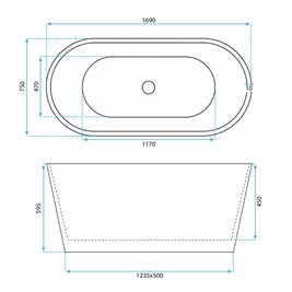 Wanna wolnostojąca owalna 170 cm Roma Rea