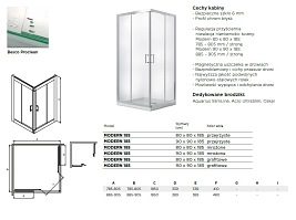 Kabina prysznicowa kwadratowa szkło przeźroczyste 80x80 185 cm Modern Besco