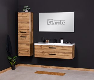 Szafka wisząca z umywalką 120 cm kolor dąb naturalny S2 seria Fokus Loft Gante