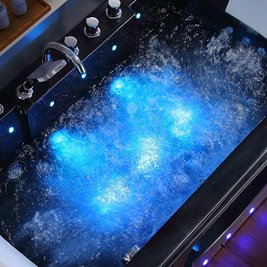 Czarna prostokątna wanna z hydromasażem 170x84 cm Iris 933C Hydrosan