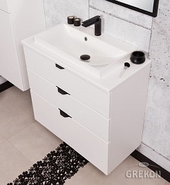 Biała szafka łazienkowa z umywalką 80/3 cm Liv Victa