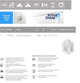 Kabina prysznicowa 80x100 lewa/prawa K-0267 Adora New Trendy