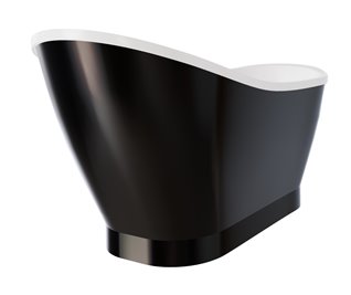 Czarno-biała wanna wolnostojąca 150 cm z syfonem klik-klak chrom Gloria Besco