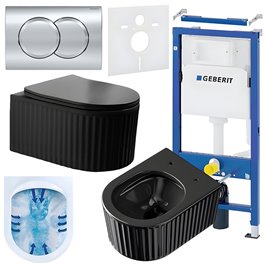 Zestaw podtynkowy stelaż GEBERIT DUOFIX + miska LUMA-BL-RIM-03 + przycisk DELTA 01 chrom