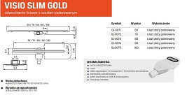 Visio Slim Gold New Trendy złoty odpływ liniowy 90 cm OL-0074 ruszt złoty polerowany