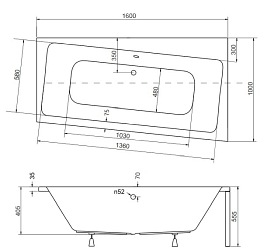 Wanna narożna 160 cm Prawa Infinity Besco
