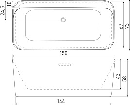 Przyścienna wanna wolnostojąca, 150 cm Emma Kerra