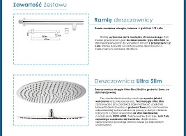 Zestaw prysznicowy podtynkowy, deszczownica ścienna 20x20